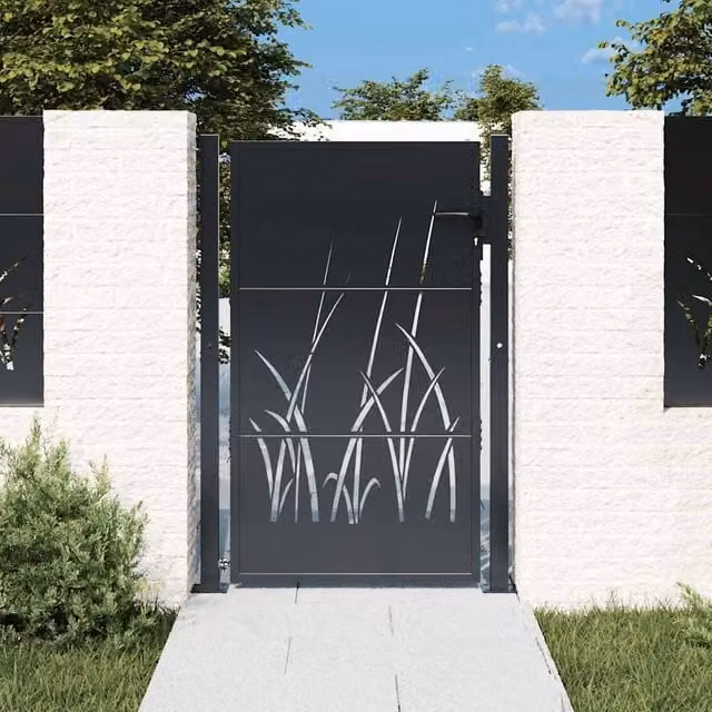 Puerta de jardín simple de acero galvanizado vidaXL color antracita An/Al: 110 x 125 cm