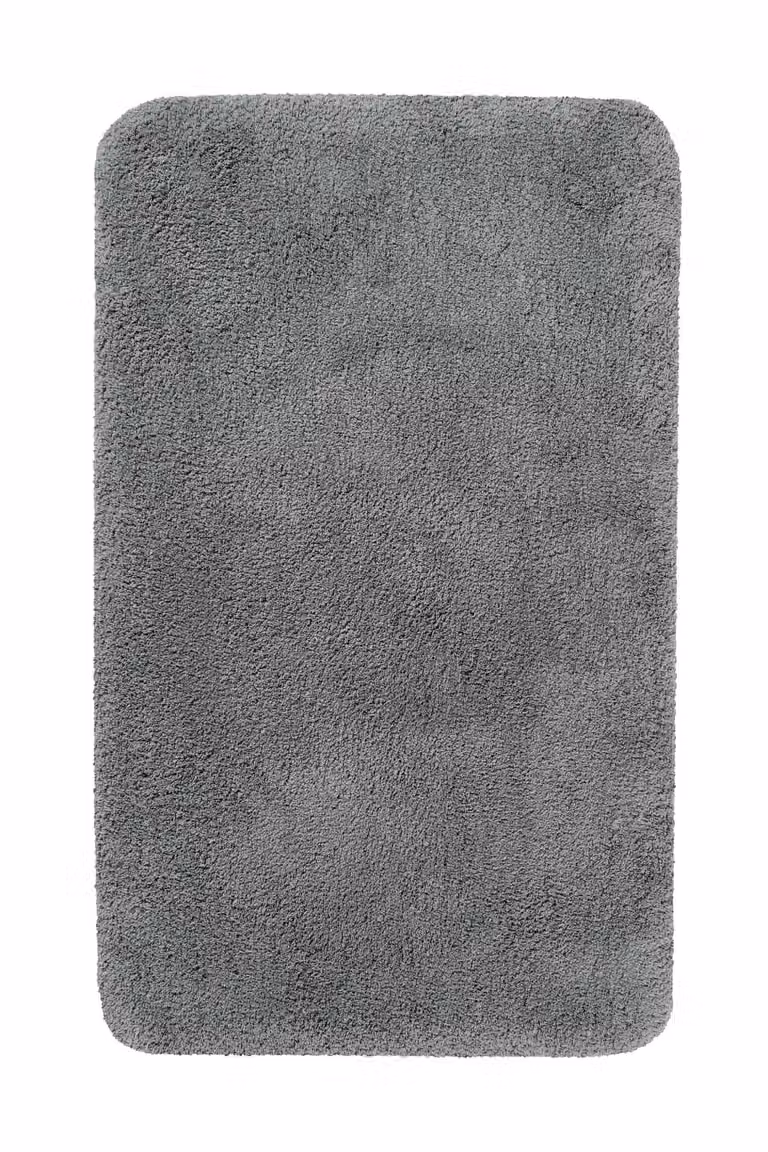 Alfombra de baño lisa Homie Living de poliéster color gris, An/P: 80 x 150 cm