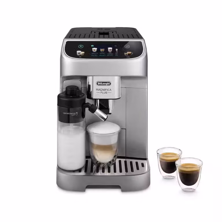 Cafetera automática De'Longhi Magnifica Plus con pantalla táctil en color plata y negro ECAM322.70.SB