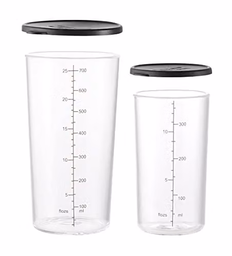 Juego de vasos ESGE Zauberstab de cristal transparente con tapa de silicona, capacidad de 400 ml, aptos para lavavajillas y microondas