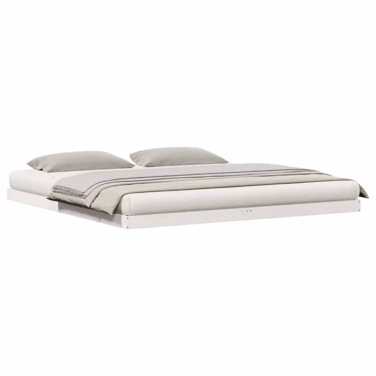 Estructura de cama de suelo moderna vidaXL de madera de pino macizo blanca, An/P/Al: 200 x 220 cm