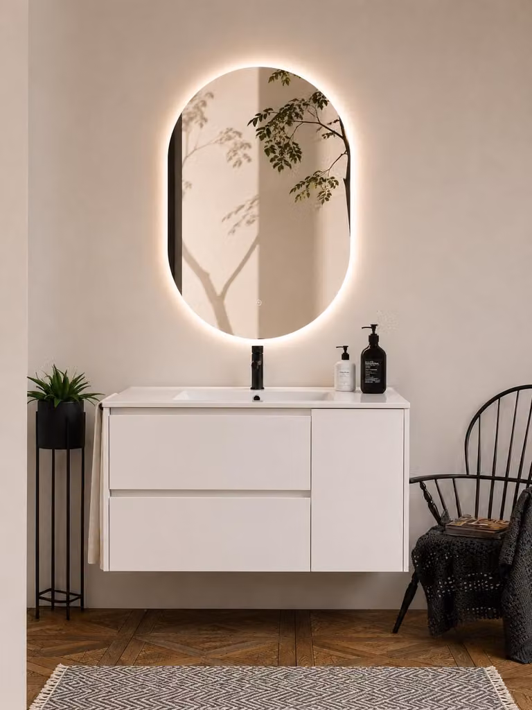 Mueble de baño suspendido ORIGEN BATH Itaca con lavabo, color blanco mate, An/P/Al: 60 x 45 x 50 cm