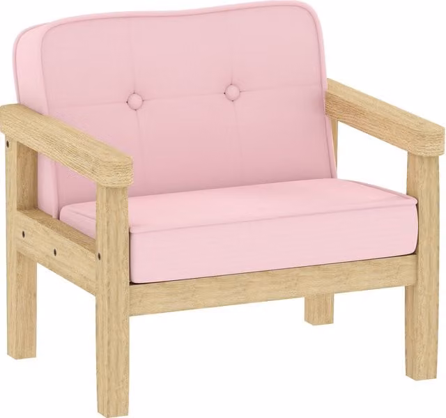 Sillón infantil AIYAPLAY de pana rosa con estructura de madera y asiento acolchado An/P/Al: 46,5 x 44 x 45 cm