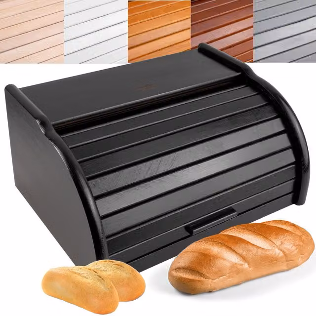 Panera de madera natural Creative Home para pan y bollos, An/P/Al: 38 x 28,5 x 17,5 cm