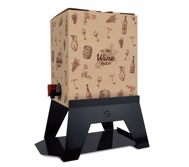 Soporte para botella de vino Luxury Bacco con bandeja de hierro aluminizado y capacidad de 3 litros en color negro