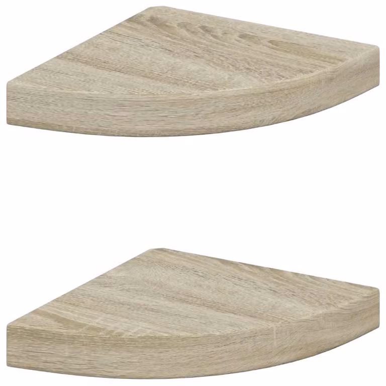 Set de 2 estantes flotantes de esquina vidaXL en color roble, An/P/Al: 25 x 25 x 3,8 cm