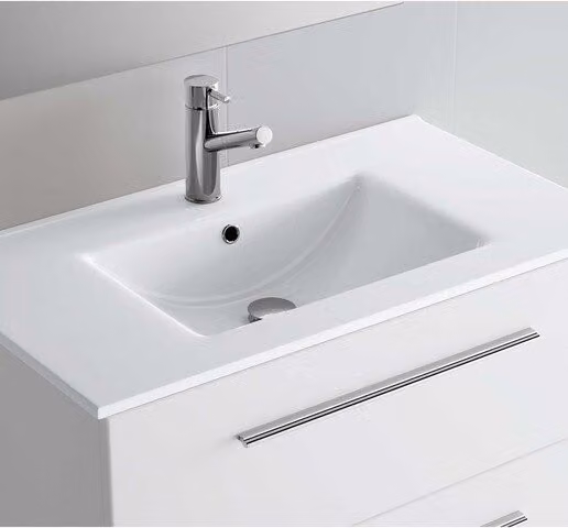 Lavabo de porcelana rectangular bajo encimera Salgar color blanco