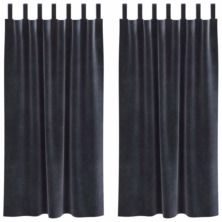 Set de 2 cortinas blackout de terciopelo vidaXL en gris, An/Al: 140 x 175 cm