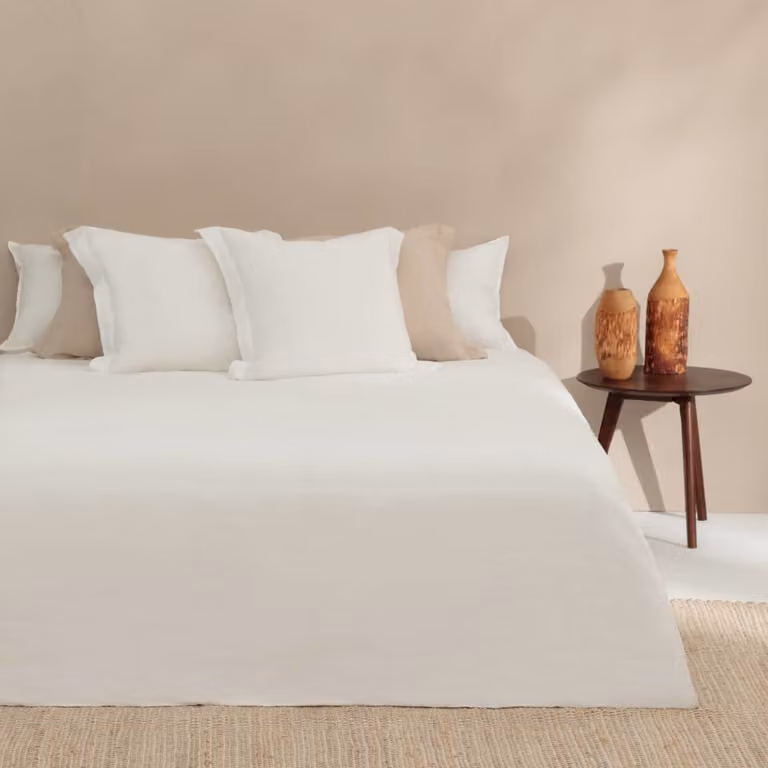 Funda nórdica y fundas de almohada de lino Textura Interiors color blanco para cama de 180 x 200 cm