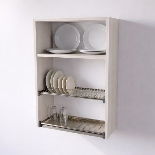 Armario escurreplatos colgante Calandrelli en color alerce blanco, An/P/Al: 60 x 33 x 90 cm