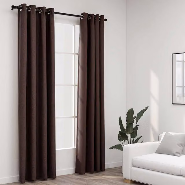 Cortinas opacas con ojales efecto lino vidaXL, 2 piezas, gris topo, An: 140 cm, Al: 245 cm