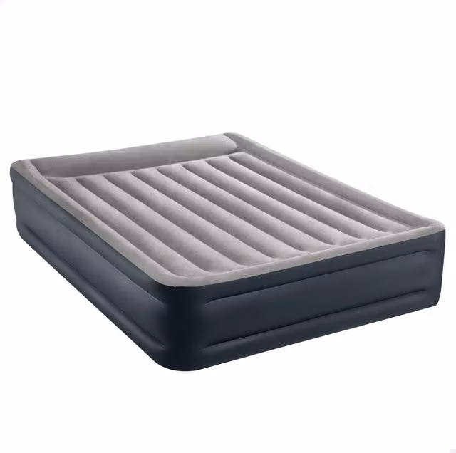 Colchón hinchable Intex Deluxe con reposacabezas en azul y gris, An/P/Al: 152 x 203 x 42 cm