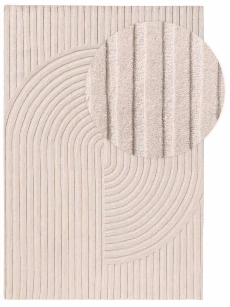 Alfombra de lana Benuta con diseño abstracto en color blanco y beige, An/P: 120 x 170 cm