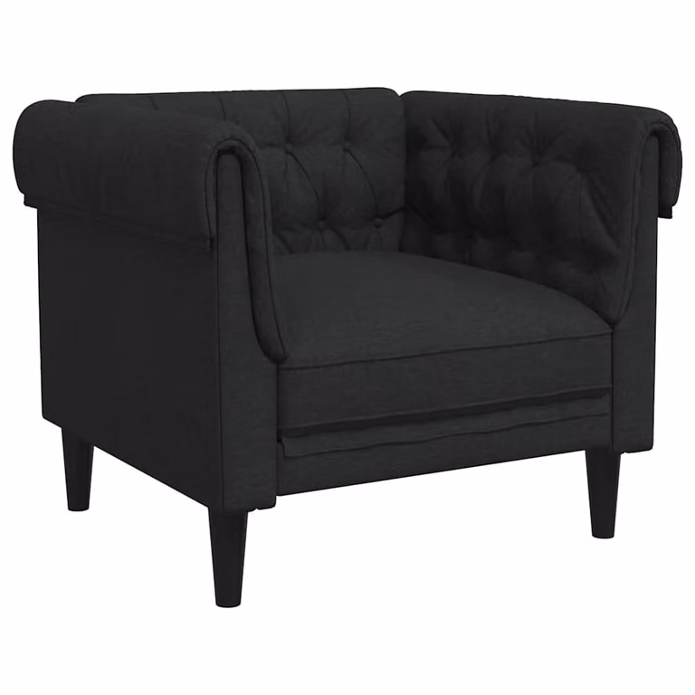 Sillón Chesterfield de tela negro vidaXL
