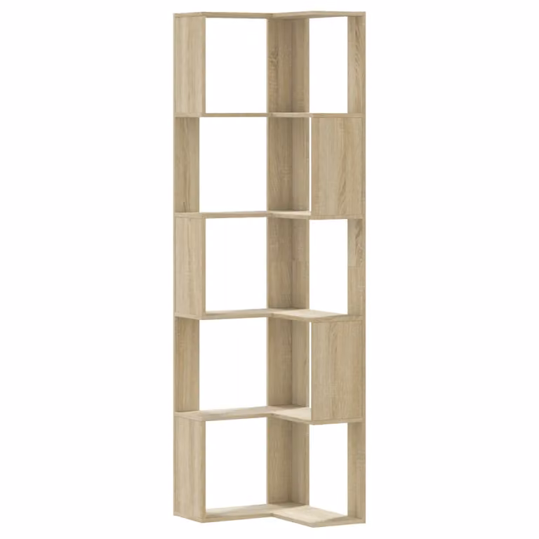 Estantería de esquina de 5 niveles vidaXL en madera color roble sonoma An/P/Al: 50 x 50 x 179 cm