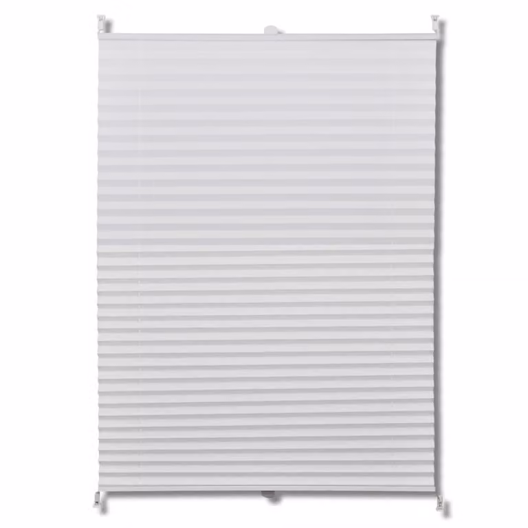 Cortina Plisada Syfax de Poliéster Semi Transparente en Blanco, An: 100 cm, Al: 200 cm
