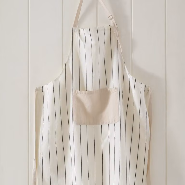 Delantal de cocina Sensei Maison de lino y algodón en color blanco y beige para adultos