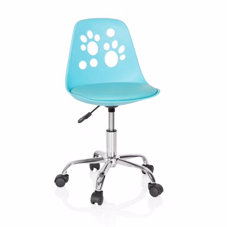 Silla giratoria para niños hjh Office en color turquesa con piel sintética