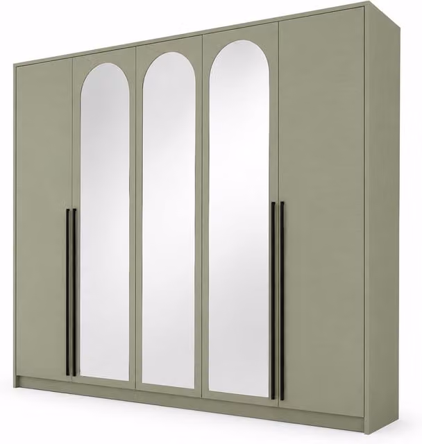 Armario ropero con espejo 3XE LIVING en madera de eucalipto, An/P/Al: 255 x 65 x 217,2 cm