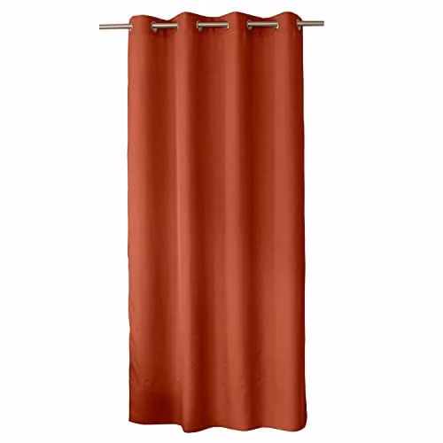 Cortina decorativa de satén ED Enjoy Home en color terracota con ojales plateados, An/Al: 140 x 240 cm