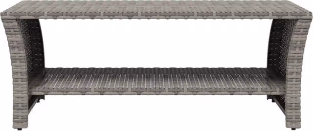 Mesa de centro rectangular de ratán sintético SYFAX en color gris An/P/Al: 100 x 50 x 40 cm