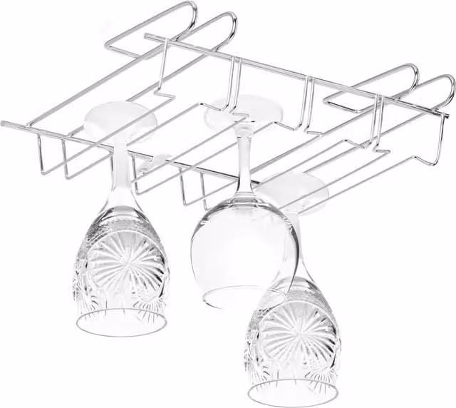 Lote de 10 soportes colgantes para copas Relaxdays de metal color plateado, capacidad de 12 copas por soporte, An/P/Al: 34,5 x 26 x 8,5 cm