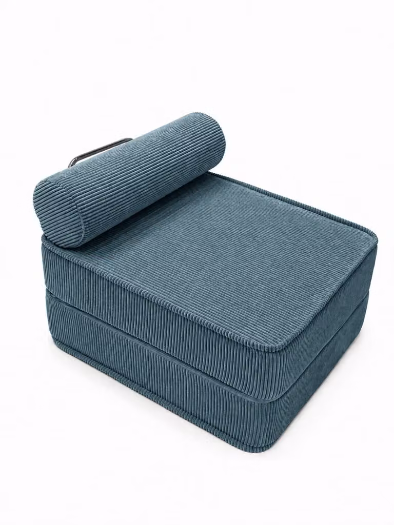 Chaiselongue compacta SURB en pana color turquesa con estructura de metal y diseño moderno An/P/Al: 195 x 80 x 60 cm