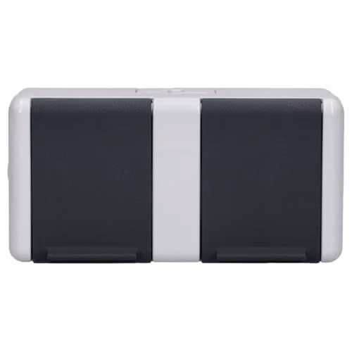 Base de enchufe Schuko Jung WG 800 con 4 entradas, 1 tapa e interruptor, color gris/antracita/blanco, protección IP44