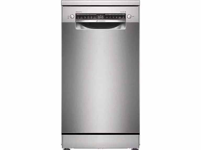 Lavavajillas Bosch de libre instalación en acero inoxidable color plata con 10 servicios, control por app y tecnología smart home, An: 45 cm, Al: 60 cm, P: 55 cm