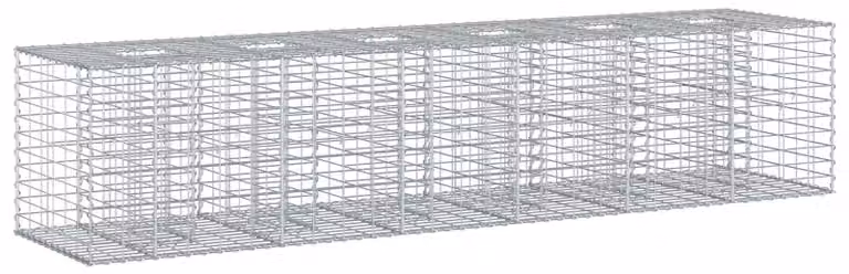 Cama elevada de gavión Syfax de acero galvanizado, color plateado, 2 unidades, An/P/Al: 260 x 60 x 55 cm