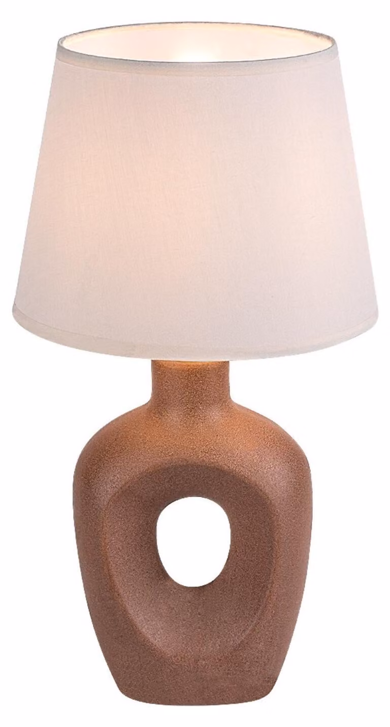 Lámpara de mesa Rabalux Madelor en cerámica color marrón con casquillo E14