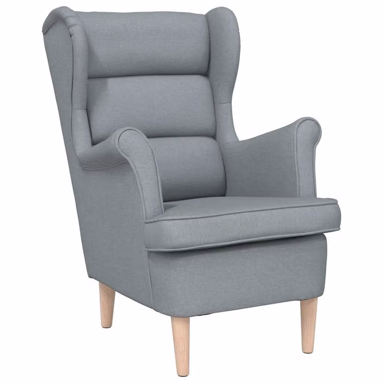 Sillón de tela gris claro vidaXL con reposapiés integrado y reposabrazos, An/P/Al: 74 x 84 x 100 cm