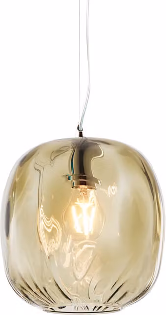 Lámpara colgante Oban de Rossini en bronce con cristal soplado transparente y casquillo E27