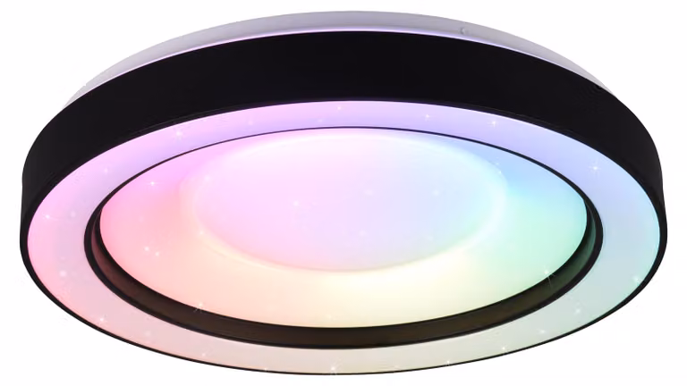 Plafón LED Reality Arco negro con mando a distancia y regulador, Diámetro: 49,0 cm, Altura: 8,0 cm