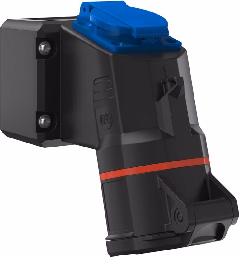 Enchufe de pared CEE NEO Walther FW112506CC de 16A, 5 polos, color rojo, con protección IP54 y montaje empotrado en plástico