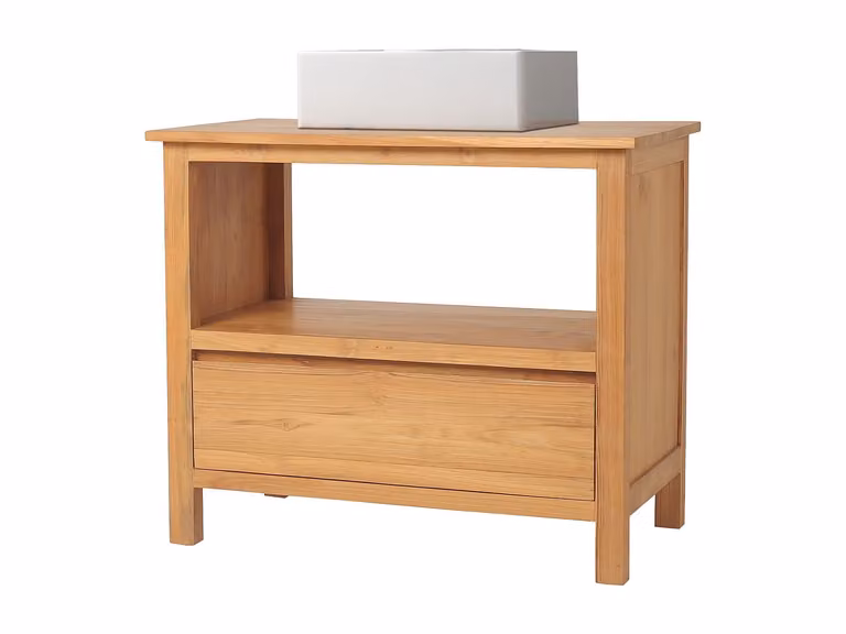 Mueble de baño de teca con lavabo de cerámica estilo rústico VENTE-UNIQUE An/P/Al: 90 x 50 x 75 cm