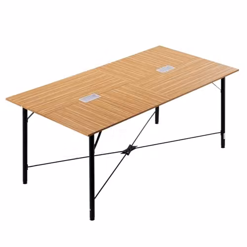 Mesa de conferencias rectangular VEVOR moderna para 6-8 personas en color marrón con patas de metal, An/P/Al: 180 x 90 x 75 cm