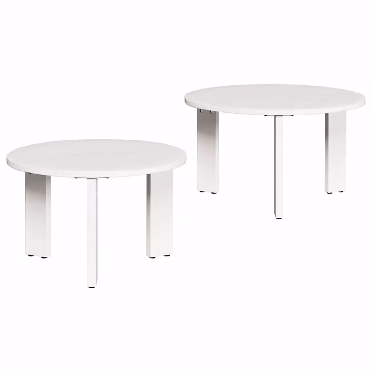 Set de 2 mesas de café vidaXL de madera maciza de pino en color blanco, An/An/Al: 47,5 x 47,5 x 27 cm