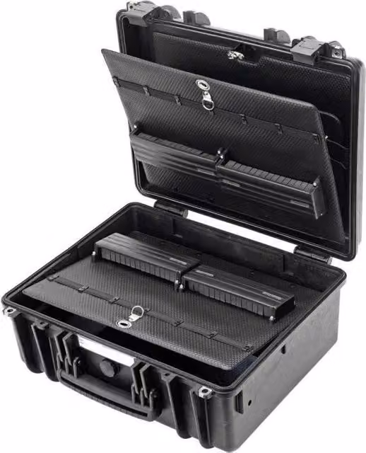 Caja de herramientas Cimco Gigant-s impermeable y apilable en color negro An/P: 44,5 x 34,5 cm