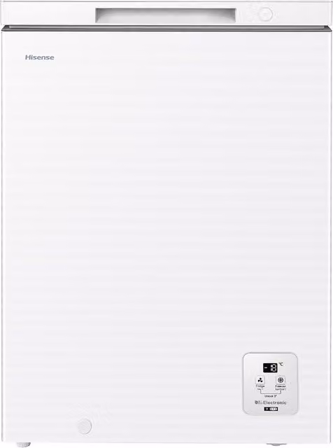 Congelador horizontal Hisense FT100N1AWDL de 97 l, color blanco, con revestimiento antibacteriano y luz LED interior, An/P/Al: 57,8 x 44,4 x 85,8 cm