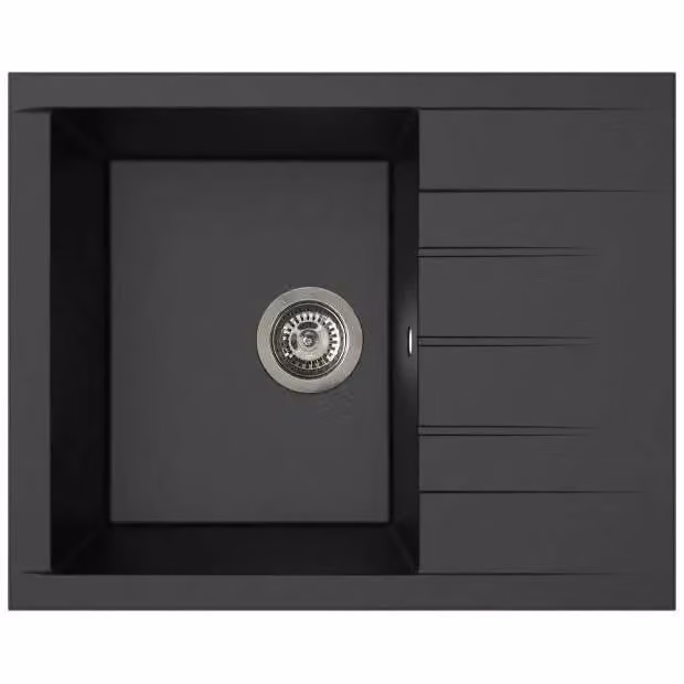 Lavabo para encastrar STRADOUR Cubo 1C XS en resina mineral color negro An/P: 62 x 50 cm