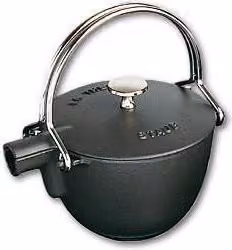 Tetera de hierro fundido Staub con infusor, apta para placa de cocina, color negro, 16 cm