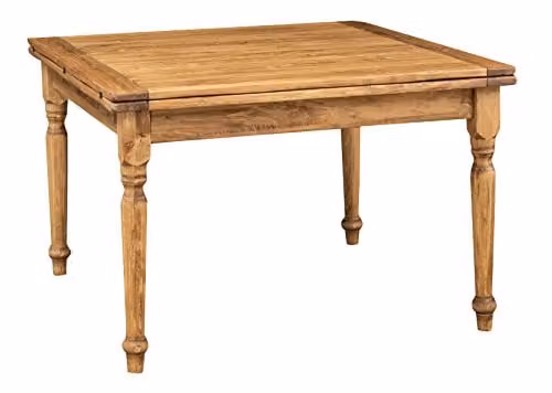 Mesa de comedor extensible Biscottini de madera de estilo rústico, rectangular, An/P/Al: 120 x 120 x 80 cm