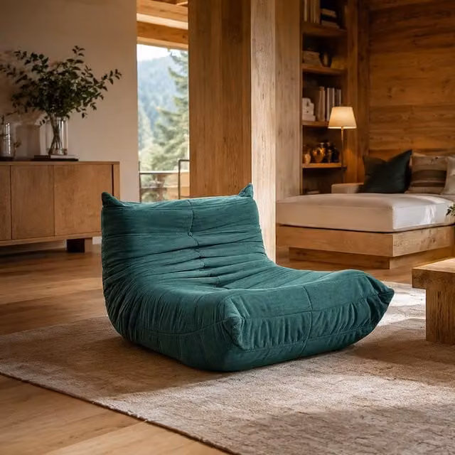 Sillón Derry Concept Usine en terciopelo verde con reposabrazos