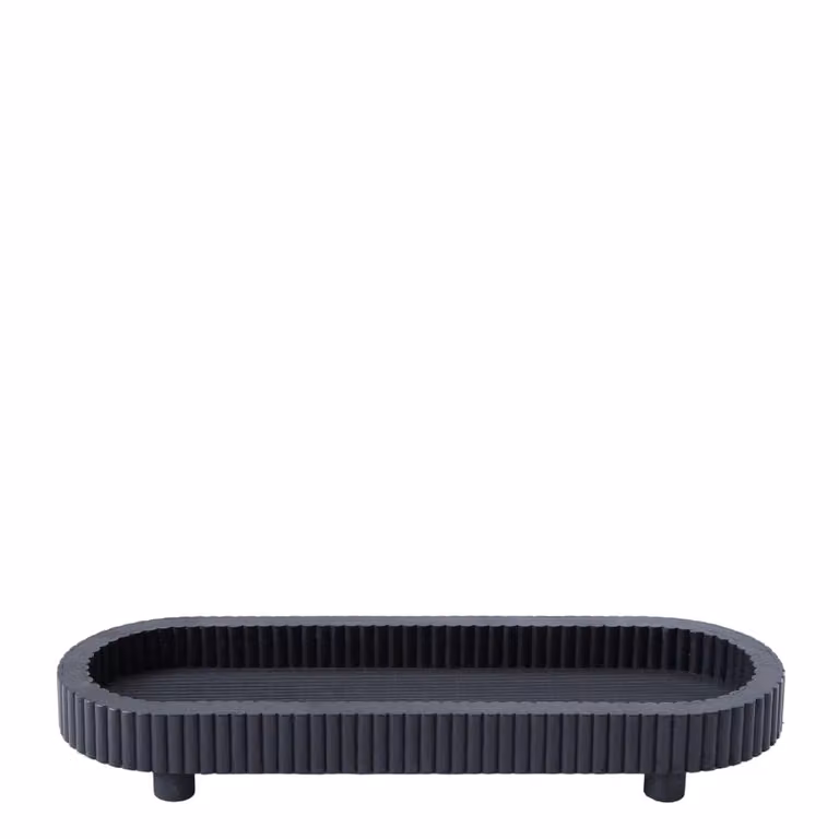 Bandeja decorativa ovalada Sia Deco de madera en color negro para mesa