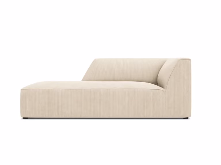 Chaise longue en forma de L de Micadoni Home con diseño de ángulo izquierdo, tapizada en pana de color beige claro