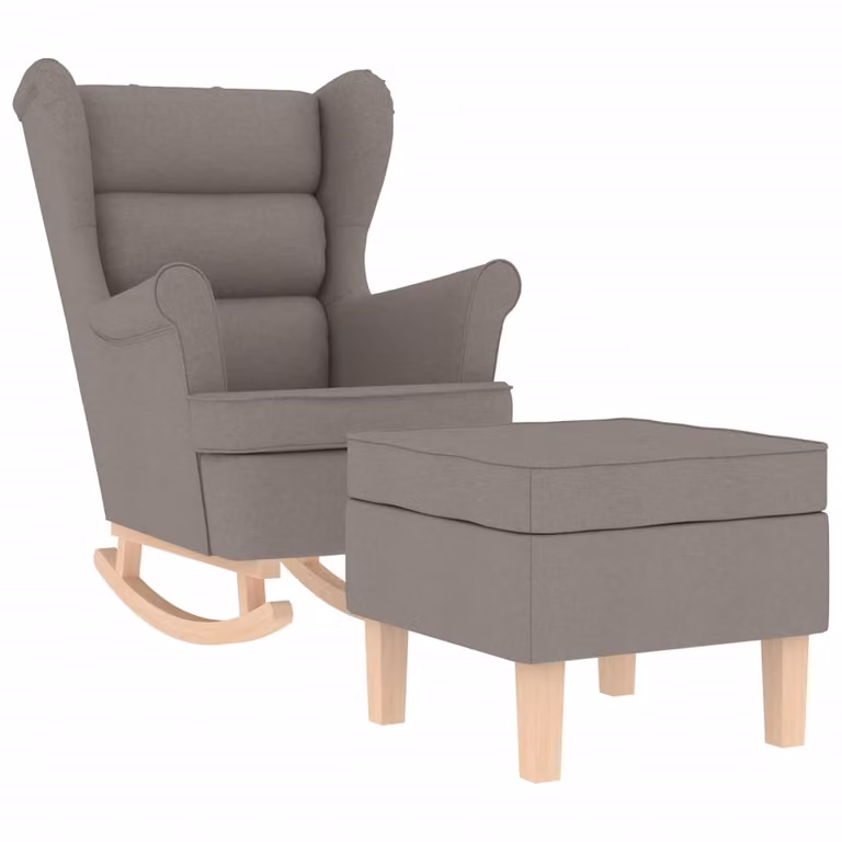 Sillón mecedora con taburete vidaXL en tela gris taupe