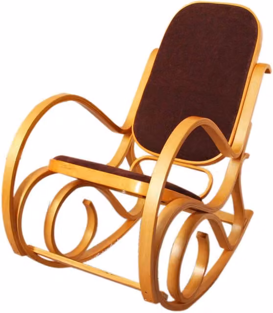 Mecedora Sillón TV HHG M41 de Madera Maciza con Tela Marrón Oscuro y Estilo Retro