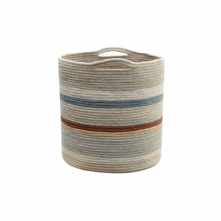 Cesta de algodón Lorena Canals beige con asas Diámetro: 30 cm, Altura: 30 cm