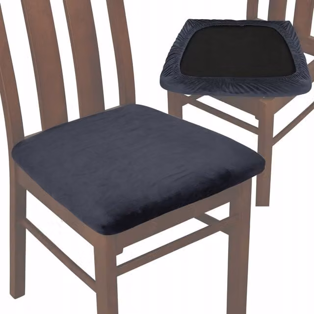 Funda de terciopelo elástica para silla de comedor Tess en color grafito